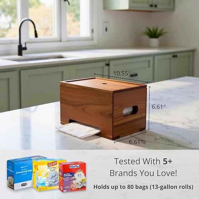 Trash Bag Holder Dispenser - Garbage Bag Holder Dispenser for Under Sink, Kitchen, and Laundry Room, Storage Organizer with Wall Mount Option