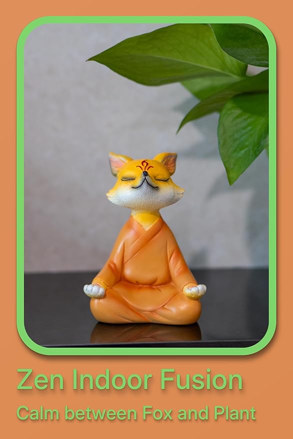 Zen Fox Figurine — Meditating Fox Buddha Statue for Home Decor, Living Room, Yoga & Meditation Accent, Shelf, Table, Desk Decor, Outdoor Garden Decor, Gifts for Women