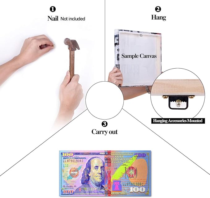 Office Artwork Wall Decor 100 Dollar Money Wall Art Giclee Canvas Paintings Prints Men Canvas Artwork Abstract Creative 100 Bill Art Print for Living Room Bedroom Decor Framed Easy to Hang- 32"Wx16"H