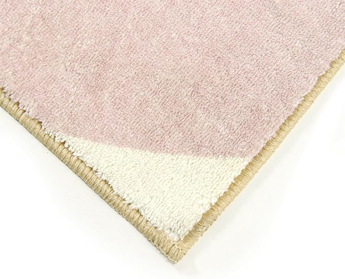 RoomTalks Cute Pink Nuresry Rug Washable, Boho Modern Contemporary Aesthetic 5x7 Area Rugs for Bedroom Dining Living Room Dorm, Abstract Art Tropical Leaves Thin Indoor Entryway Rug Carpet