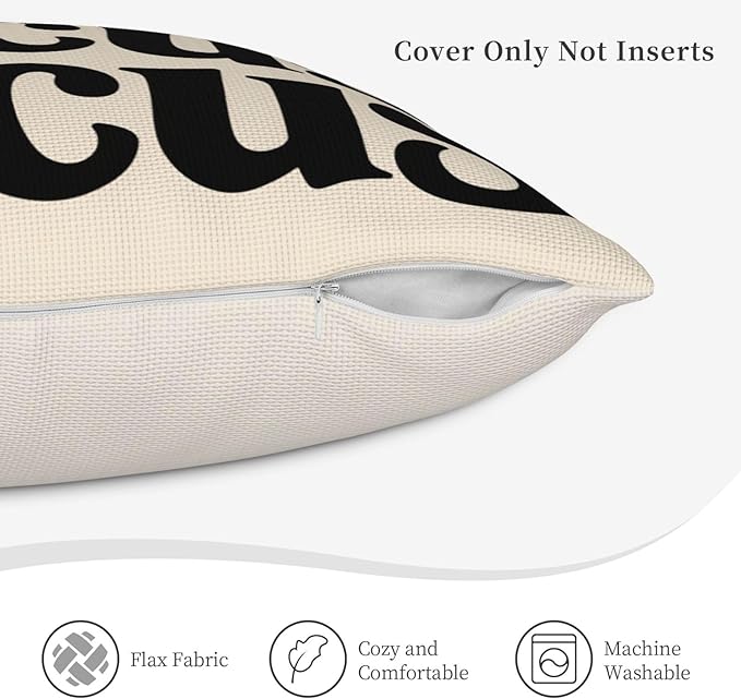 Halloween Pillow Covers 16x16 inch Set of 4, Linen Outdoor Cute Ghost Vintage Hocus Pocus Saying Farmhouse Party Supplies Black and White Decorations for Sofa Couch