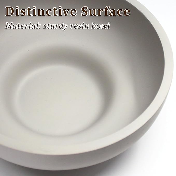 Large Decorative Bowl, Fruit Bowl for Kitchen Counter, Modern Resin Bowl for Home Decor, Key Holder for Entry Table, Grey