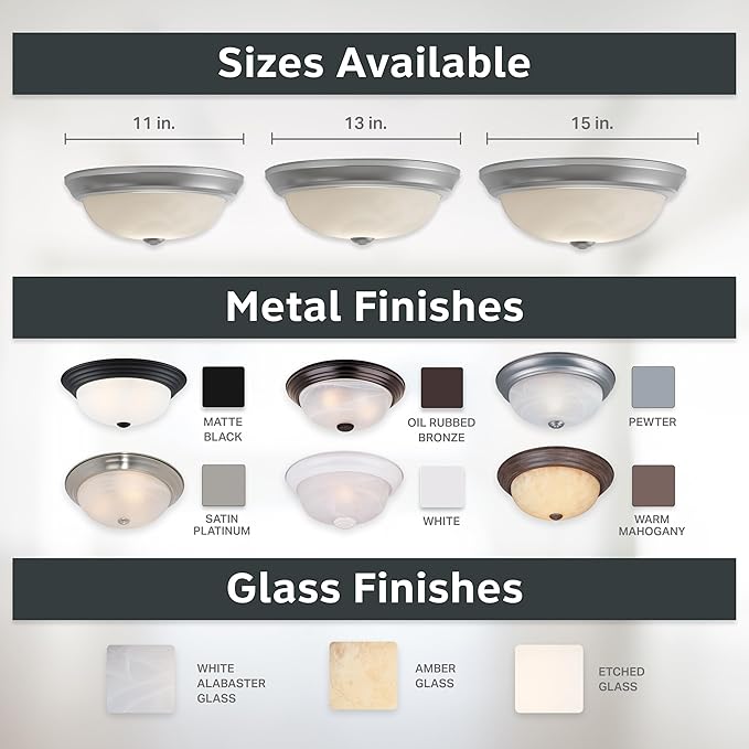 Designers Fountain 13 in 3-Light Flush Mount Ceiling Light, Pewter with Alabaster Glass Shade, 1257M-PW-AL