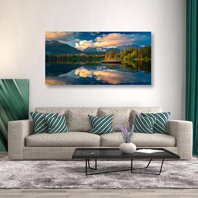 Landscape Canvas Wall Art for Living Room Bedroom Office Large Nature Forest Lake Ship Scenery Wall Art Kitchen Pictures Modern Wall Decor Mural Paintings Artwork 20 * 40inch