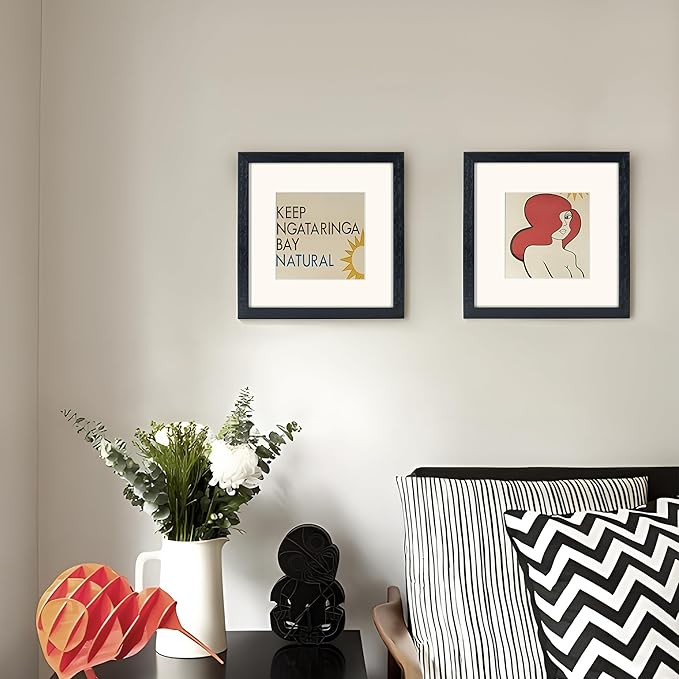 8x8 Oak Wood Picture Frame in Black, 8"x8" Photo Frame for Wall, Square Frames 8x8 with Stand for Tabletop Display, Real Tempered Glass, 8 x 8 Picture Frames (Black Color, 1 Pack)