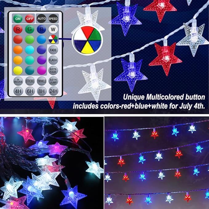 Solhice 40ft Color Changing Star String Lights for Bedroom 120 LEDs, Indoor Fairy Lights USB Powered with Remote, Hanging Bunk Bed Lights for Kids Room, Starry Lights for Dorm Decor