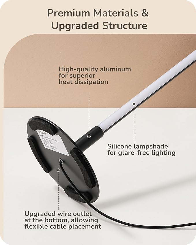 EDISHINE Upgraded LED Table Lamp Set of 2, Stepless Dimmable Bedside Lamps with Metal Finish & 3 Color Temperature, 6W Modern Desk Lamps, Black Nightstand Lamp for Bedroom, Living Room, Corner, Gift