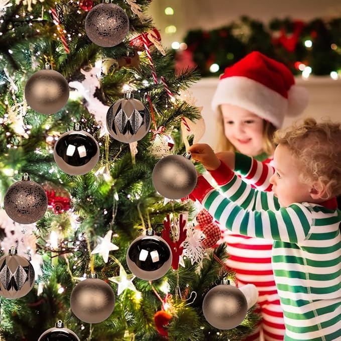 12PCS 3.15" Christmas Ball Ornaments Shatterproof Brown Christmas Tree Decorations Xmas Tree Balls Halloween Ornaments Décor