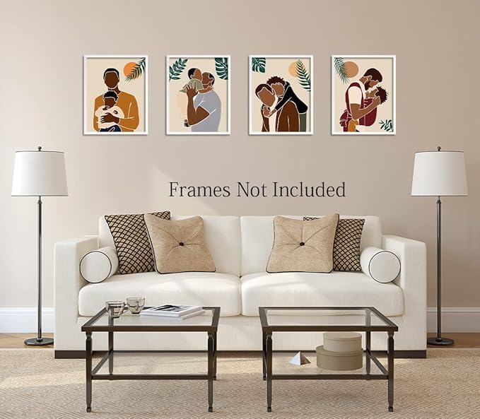 African American Wall Art Boho Black men Wall Decor Abstract Black man Art Pictures Canvas Prints Modern Minimalist Painting Poster,Abstract Boho Wall Art Prints Set of 4 suitability Fashion Bedroom