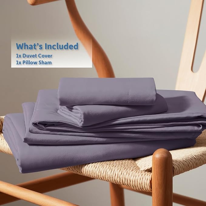 Nestl Twin Duvet Cover Set - Soft Double Brushed Grayish Purple Duvet Cover Twin/Twin XL, 2 Piece, with Button Closure, 1 Duvet Cover 68x90 inches and 1 Pillow Sham