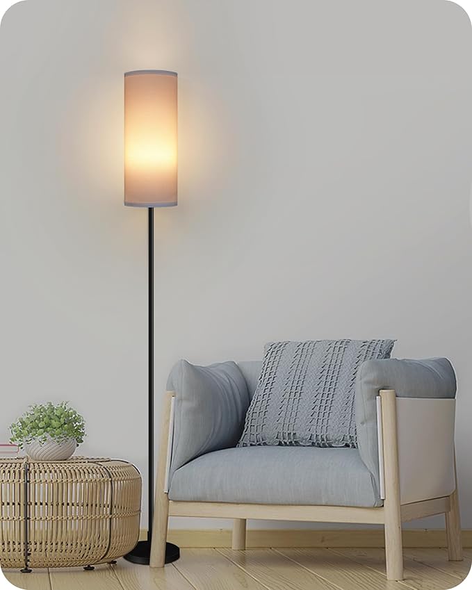 Dimmable Floor Lamp for Living Room with Remote and Foot Switch, Corner Floor Lamp, Modern Standing Tall Lamp, 10W 900LM LED Bulb Included, 3000K-6500K, Linen Shade, Weighted, FCC Listed CW06LD05W1