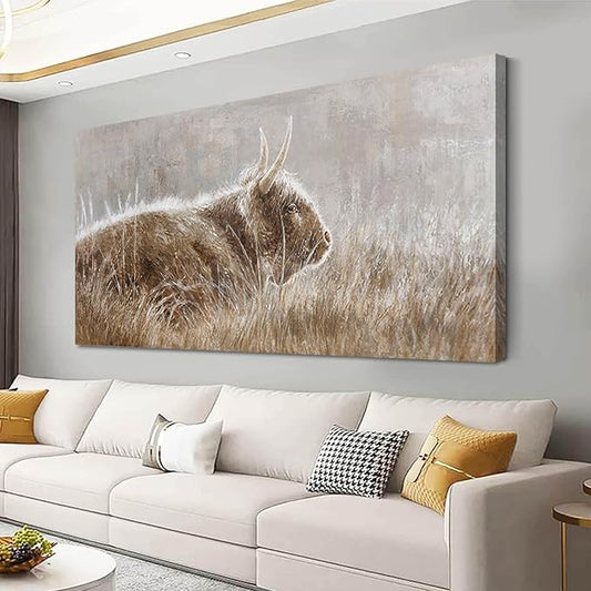 VAYIMDH Country Pictures Wall Decor Cow Canvas Wall Art Contemporary Wall Picture 29"x58" Large Artwork for Living Room Office Decorations