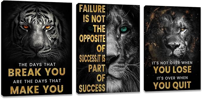 Motivational Office Wall Decor 3 Pieces Paintings Motivational PostersMotivational Wall Decor Prints Inspirational Canvas Wall Art Picture for Home Bedroom Living Room Decorations (60"Wx28"H)