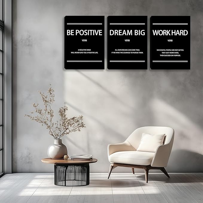 Motivational Wall Decor Paintings Inspirational Office Wall Decor Posters Prints 3 Pieces Bedroom Decor Living Room Office Canvas Picture Wall Painting Home Decoration Framed Artwork (48" Wx24 H)