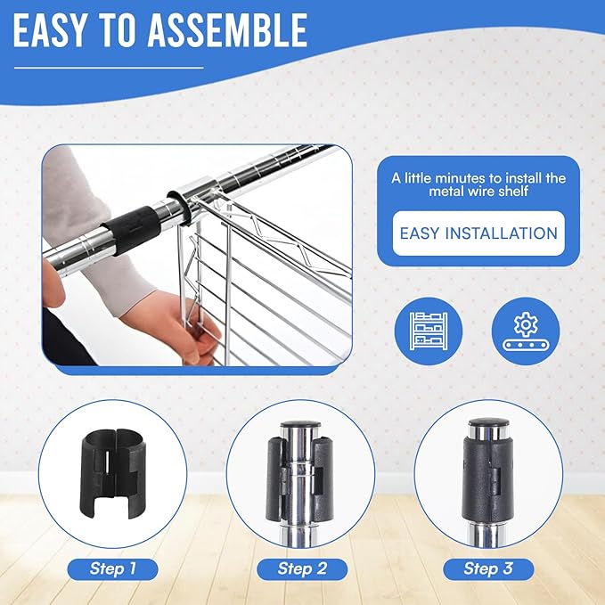 PayLessHere | 6-Tier Wire Shelf | 17"x12"x64" | Chrome | Adjustable Racks | Heavy-Duty Storage Shelves, Holds Upto 600 lbs | Rust-Resistant, No-Tool Assembly | for Home, Garage Shelving