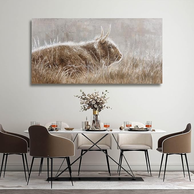 VAYIMDH Wall Art for Dining Room Area Over The Bed Wall Decor for Bedroom Nature Canvas Wall Painting Brown Print Photos Animal Art Posters 24"x48"