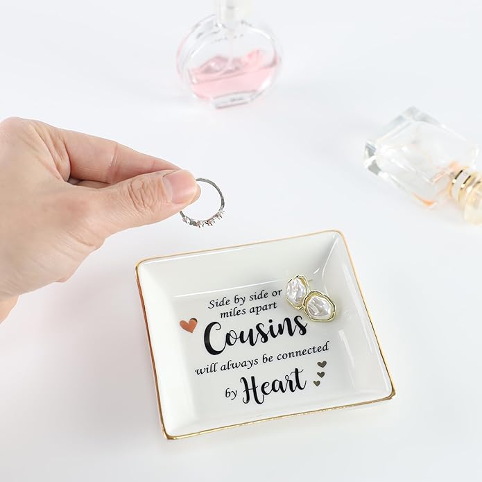 HOME SMILE Ceramic Ring Dish Jewelry Tray for Mom Sister Friends