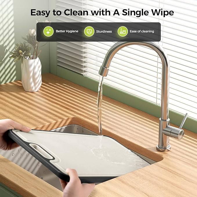 Titanium Cutting Board for Kitchen, Cutting Board Double Sided Food Grade, Pure Titanium and Wheat Straw PP, Easy to Clean Large Size 16”×11”