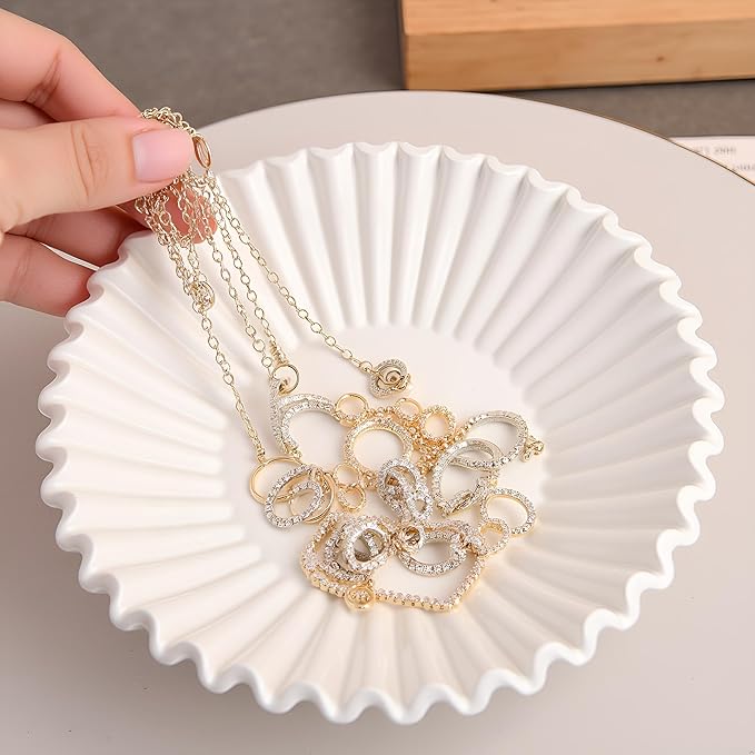 Elegant White Decorative Bowls for Home Decor, Modern Accent Pieces, Living Room, Dining Room, Table Centerpiece (White)