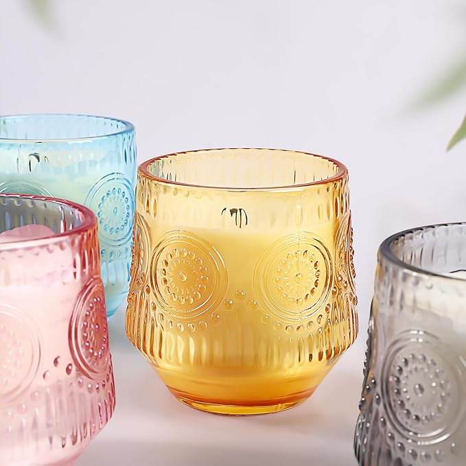 4 Pack Luxury Scented Candles Gift Set - 7oz Soy Wax Candles in Glass Jars, Gifts for Women - Vanilla Coconut, Eucalyptus Sage, Rose Oud, Sandalwood Patchouli