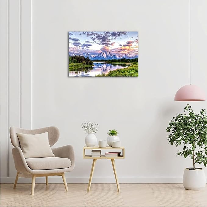 SKASNFAI Grand Teton Wall Art National Park Pictures Wall Decor Large Mountain Canvas Art Framed Decor Landscape Poster for Bedroom Living Room (20x30 inch)