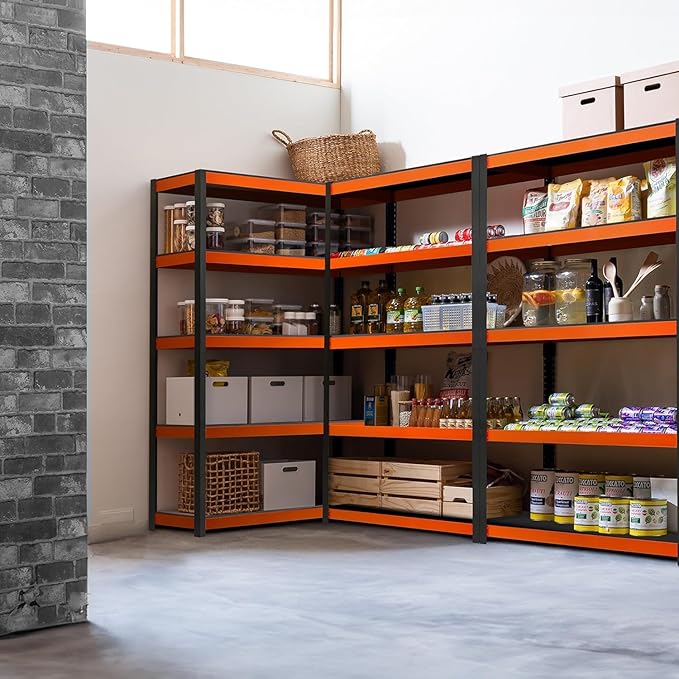 HOMEDANT House 5-Tier Orange-Black 36.2" W x 16.5" D x 71.3" H Laminated Metal Shelving Unit Adjustable Storage Utility Rack Heavy Duty Shelves Organization Shelf Kitchen Garage Pantry Closet 1Pack