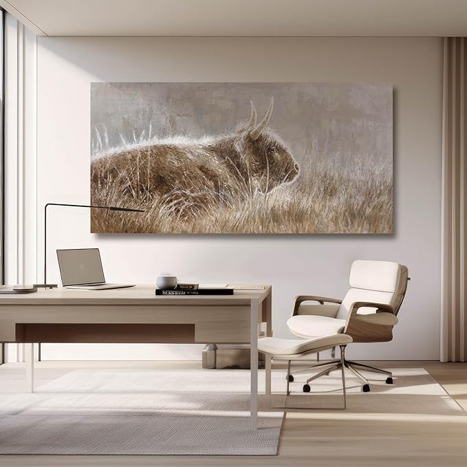 VAYIMDH Wall Art for Dining Room Area Over The Bed Wall Decor for Bedroom Nature Canvas Wall Painting Brown Print Photos Animal Art Posters 24"x48"