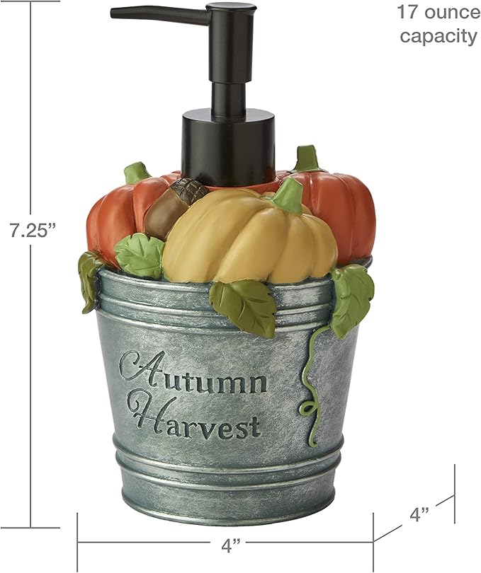 SKL Home Fall Harvest Bucket Soap Dispenser for Bath/Kitchen & Gift, Multi