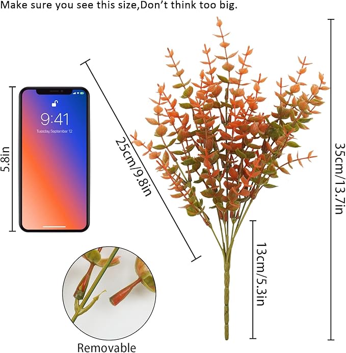 6 Bundles Artificial Fall Flowers No Fade Faux Autumn Plants, Fake Indoor Outdoor Greenery Fall Decor for Home Thanksgiving Christmas Wedding Party Garden Fireplace Décor (Autumn)