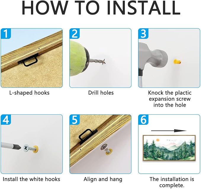 ANHUIB Watercolor Forest Wal Art 20x40 Inch Framed Green Mountain Range Canvas Wall Decor Pine Tree Painting Nature Landscape Wall Art Set of 3 for Living Room Bedroom Office