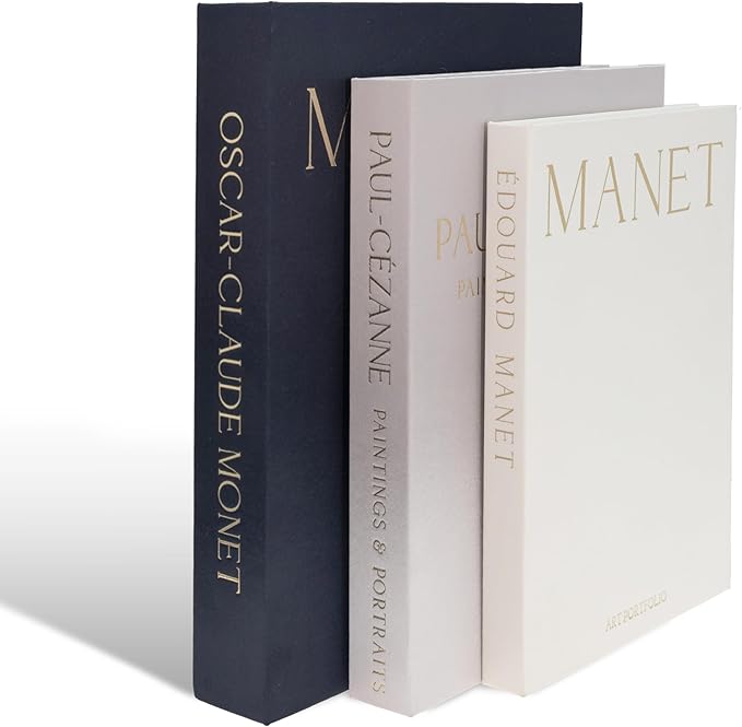 Decorative Books, Set of 3 - Fake Bookshelf Decor - Hardcover Linen - Designer Faux Decoration Aesthetic for Coffee Table, TV Stand, Entry Table, Console Shelf - Luxury Living Room Home Objects