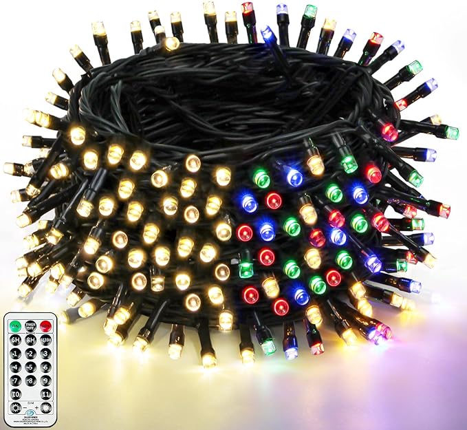 300 LED 99 FT Color Changing Christmas Lights with Remote and Timer, Fairy String Lights with 11 Lighting Modes & Memory Function Waterproof for Xmas Tree Holiday Party Decor(Warm White & Multicolor)