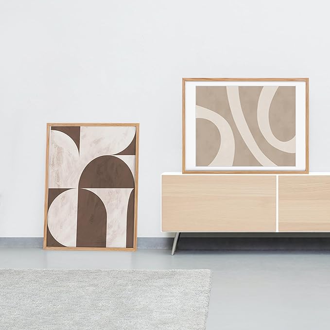 18x24 Picture Frames, Oak Wood 18 x 24 Poster Frames Set of 2, 18x24 Frame Matted to 16x20, Rustic Wooden 18 x 24 Frame with Tempered Glass, Minimalist 18"x24" Art Frames, Oak Color