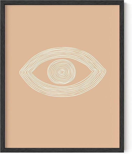 HAUS AND HUES Boho Posters - Neutral Wall Art Prints - Abstract Art - Eye of Sauron Peach (16x20 Framed Black)