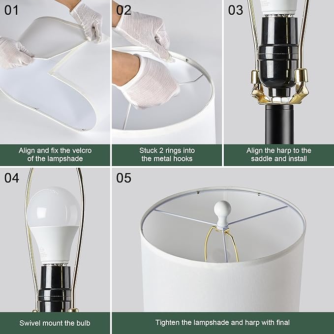 24.5" Black Lamps Set of 2, Modern Table Lamps for Living Room with USB C+A Ports, Creative Stripe Touch Lamps for Nightstand, 2 Bulbs Included