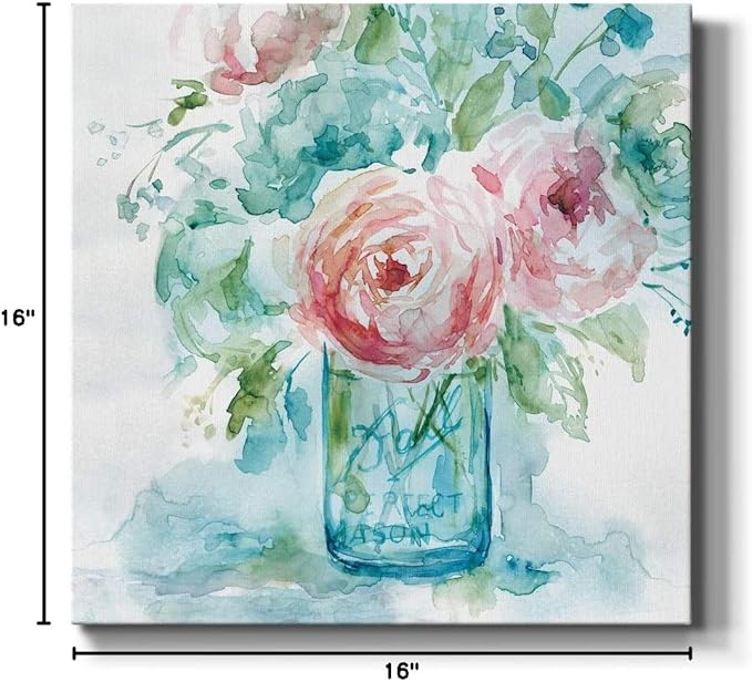 Wexford Home Square Premium Gallery Wrapped Canvas Flower Multicolor Wall Art Abstract Floral Romance Modern Pictures Print for Home Office, Ready to Hang