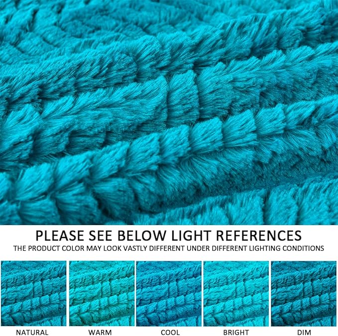 YUSOKI Luxury Faux Fur Twin XL Blanket for Twin XL Bed 2 Layers,5.2lb,All Ages,Home Decoration Without Pillows(Teal,63"x90")