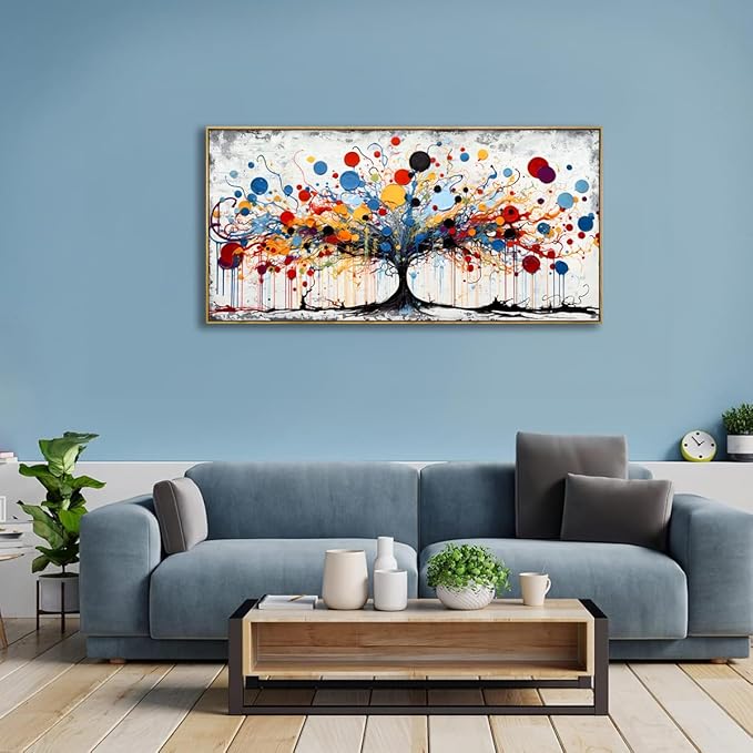youkuart Wall Art Abstract Tree Artwork Colorful Tree Canvas Prints for Living Room Bedroom Dining Room Home Office Decor Large Framed Ready to Hang 24"x48"