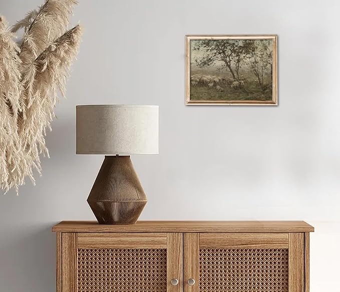 uniro Vintage Wall Art Prints for Home Decor, Farmhouse Spring Decor Rustic Sheep Pasture Canvas Prints Paingting, Vintage Cottage Landscape Wall Decor, Vintage Art Pictures for Bedroom Bathroom Decor( 8" x 10"-UNFRAMED)