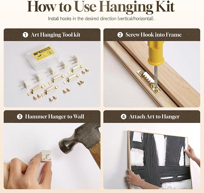 Framed Neutral Abstract Wall Art for Bedroom, 2 Piece Beige and Navy Blue Modern Minimalist Canvas Prints Paintings Artwork for Walls, Colorful Pictures for Living Room Dining Room Wall Decor 16x24 In