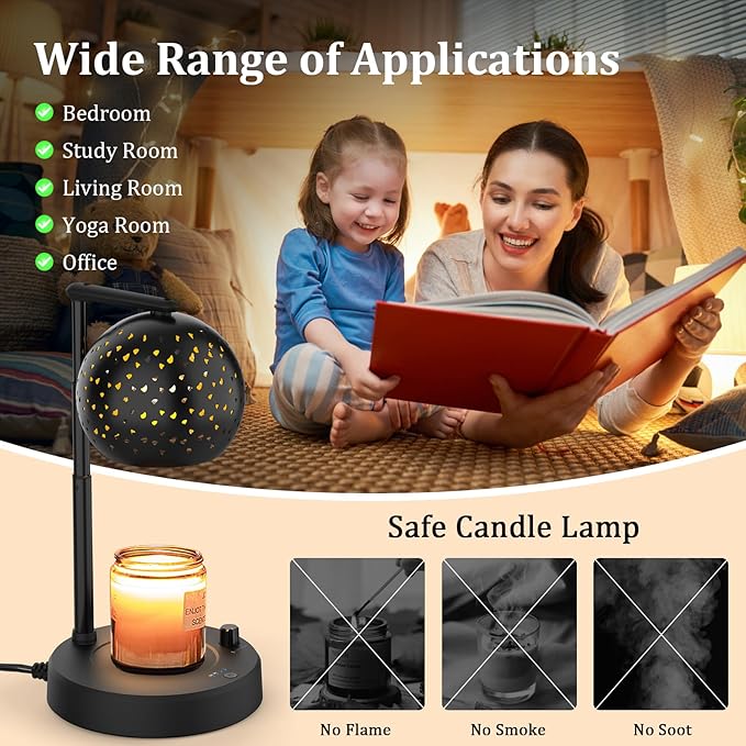 Candle Warmer Lamp, Gifts for Men Women, Candle Warmer with Timer and Dimmer, Electric Wax Melt with 2 Bulbs, Housewarming Gift New Home Room Decor