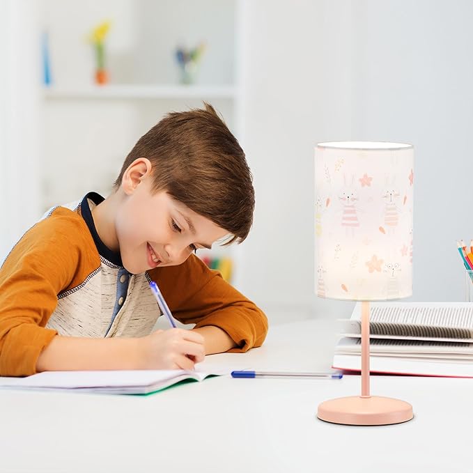 Lampwell Alee Small Modern Rabbit Table Lamp for Living Room & Bedroom, Set of 2, Light Pink, 4.33H12.21IN, Bulb Excluded