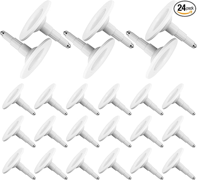 Jolux 5/6 Inch LED Can Lights Adjustable Recessed Retrofit Downlight, ETL Damp Rated Replacement Conversion Kit, 12W=60W, 3000K Warm White, 800LM, Dimmable, Flat Trim, E26 Base,24-Pack……