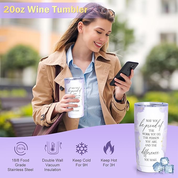 Employee Appreciation Gifts, Appreciation Gifts for Coworkers, 8 Pcs Christmas Gift for Employees Coworkers Teacher Staff Principal Nurse, Cool Thank You Gifts Baskets w/ Tumbler Notebook (Purple)