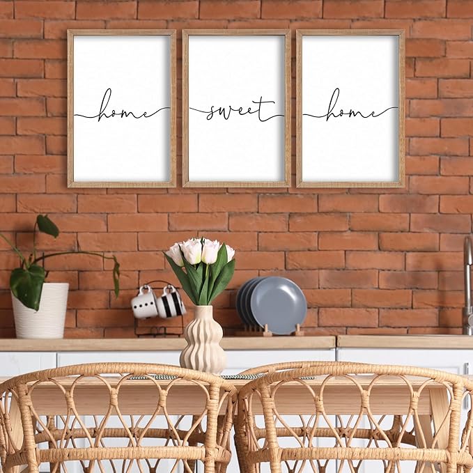 SRSZHIYUE Living Room Wall Decor Minimalist Home Sweet Home Sign Set of 3 16''×11'' Small Family Modern Farmhouse House Wall Plaque Horizontal Hanging Decoration (Wood)