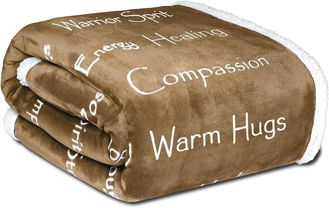 WOLF CREEK BLANKET - Compassion Blanket (Brand)- Strength Courage Super Soft Warm Hugs, Get Well Gift Blanket Plush Healing Thoughts Positive Energy Love & Hope (Camel, 50 x 65 Sherpa)