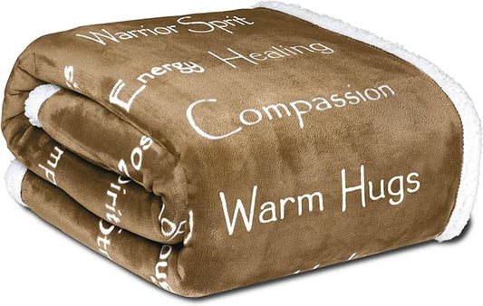 WOLF CREEK BLANKET - Compassion Blanket (Brand)- Strength Courage Super Soft Warm Hugs, Get Well Gift Blanket Plush Healing Thoughts Positive Energy Love & Hope (Camel, 50 x 65 Sherpa)