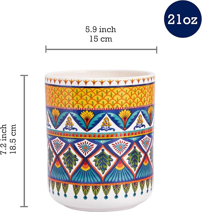 Bico Havana Ceramic Utensil Holder Set of 2, Ceramic Kitchen Utensil Crocks for Countertop, Large Cooking Tool Holder Counter Decor, Spatula Organizer