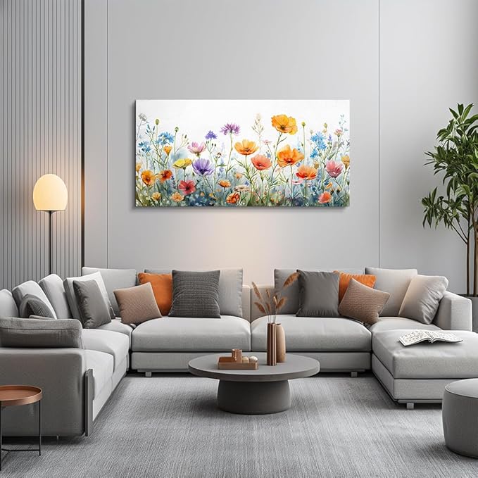 Wapluam Vintage Wildflower Canvas Prints Painting Large Wall Decor For Living Room Wall Art For Bedroom Office Decoration Flowers Pictures Artworks Ready To Hang Modern Aesthetic Framed Home Decor