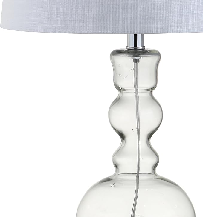JONATHAN Y JYL1061B-SET2 Set of 2 Table Lamps Genie 28.5" Glass LED Table Lamp Contemporary Transitional Bedside Desk Nightstand Lamp for Bedroom Living Room Office College Bookcase, Clear